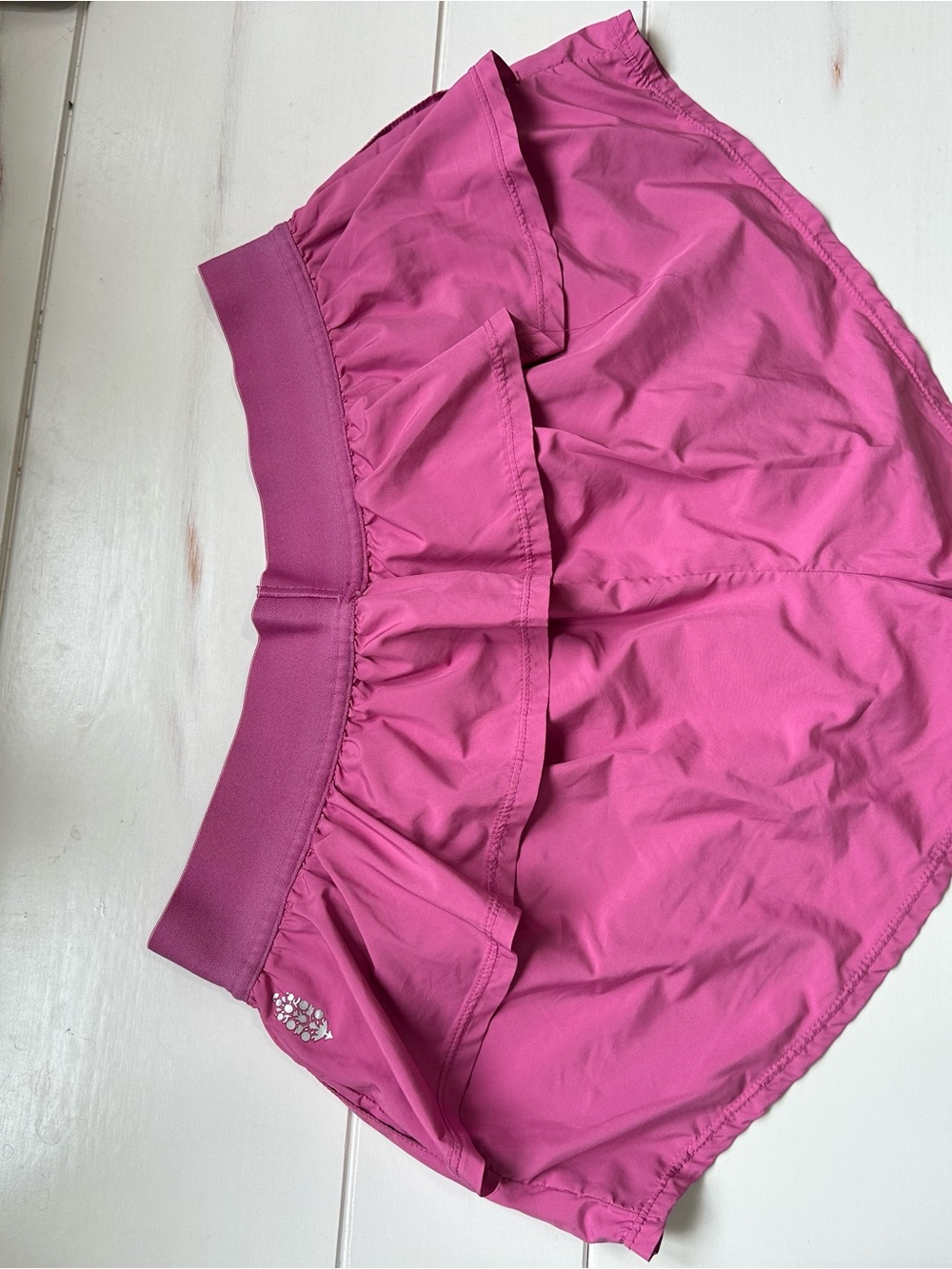 FP Movement by Free People Pink Athletic Shorts with Ruffle Waistband